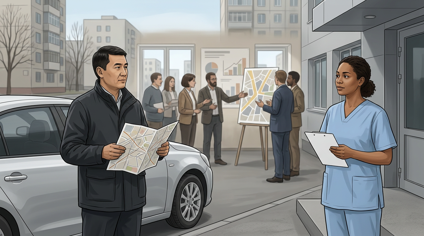 Иностранный водитель и кадровик проверяют документы перед работой